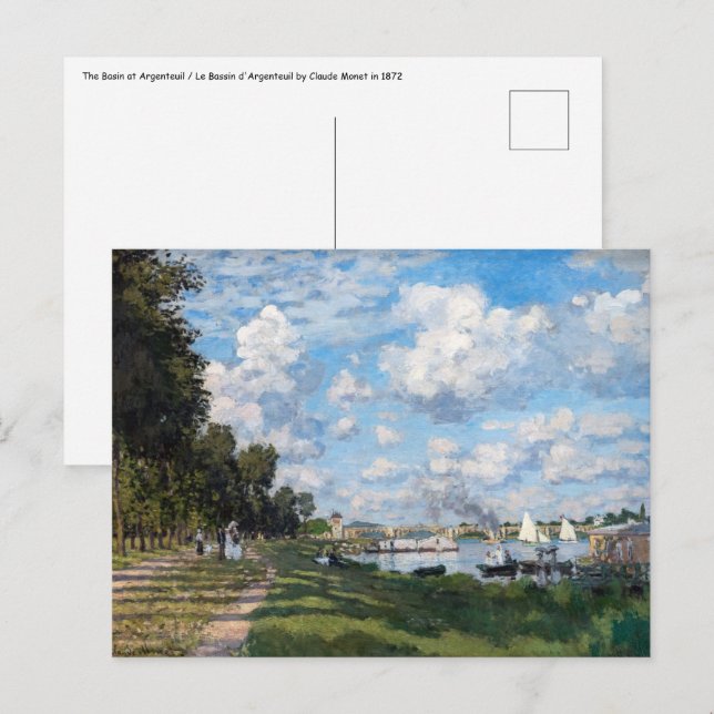 Carte Postale Claude Monet - Le Bassin d'Argenteuil (Devant / Derrière)