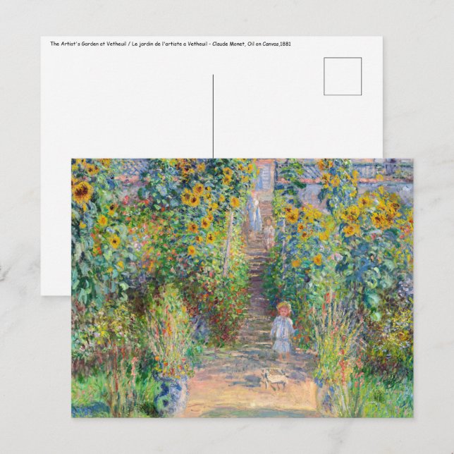 Carte Postale Claude Monet - Le jardin de l'artiste à Vetheuil (Devant / Derrière)