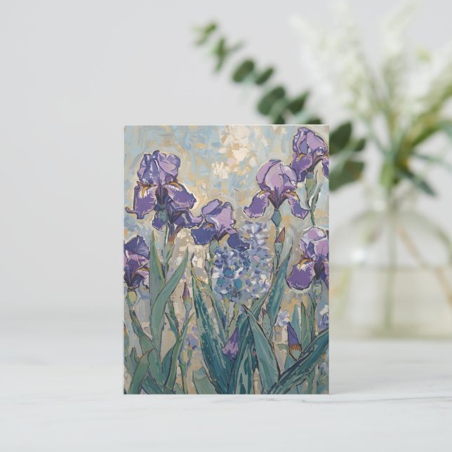 Carte Postale Claude Monet - Lilac Irises / Iris Mauves (Debout devant)
