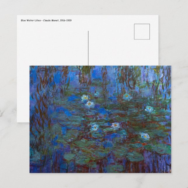 Carte Postale Claude Monet - Lys d'Eau Bleue (Devant / Derrière)