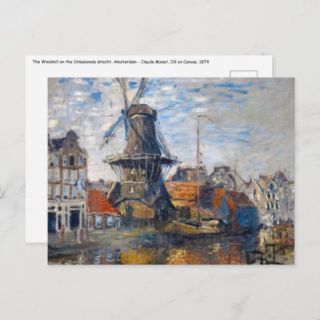 Carte Postale Claude Monet - Moulin à vent, Amsterdam  (Devant / Derrière)
