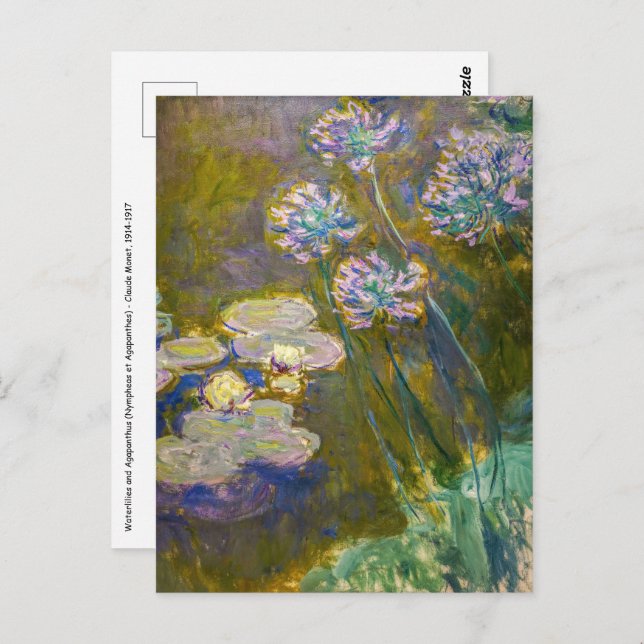 Carte Postale Claude Monet - Nénuphars et Agapanthus (Devant / Derrière)