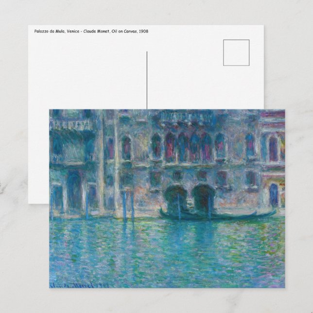 Carte Postale Claude Monet - Palazzo da Mula (Devant / Derrière)
