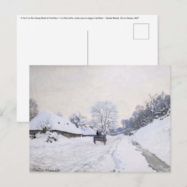 Carte Postale Claude Monet - Panier sur la route des neiges à Ho (Devant / Derrière)