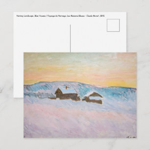 Carte Postale Claude Monet - Paysage de Norvège, Maisons Bleues