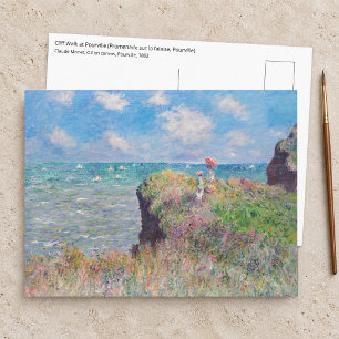 Carte Postale Claude Monet - Promenade sur la falaise à Pourvill