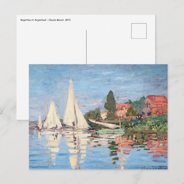 Carte Postale Claude Monet - Regattas à Argenteuil (Devant / Derrière)