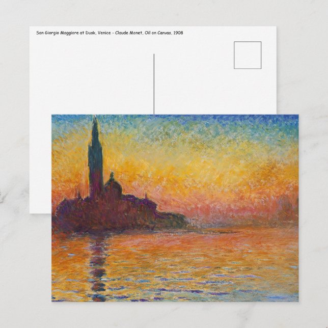 Carte Postale Claude Monet - San Giorgio Maggiore à Dusk (Devant / Derrière)