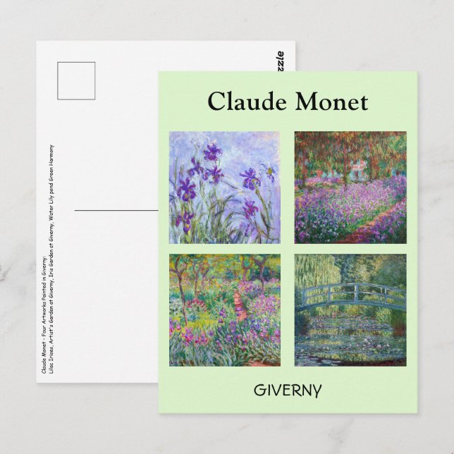 Carte Postale Claude Monet - Sélection de chefs-d'oeuvre Giverny (Devant / Derrière)