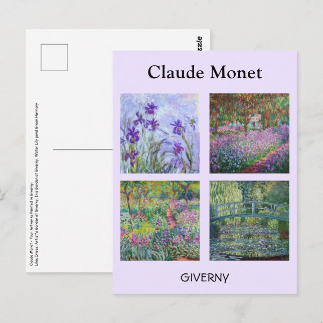 Carte Postale Claude Monet - Sélection de chefs-d'oeuvre Giverny (Devant / Derrière)