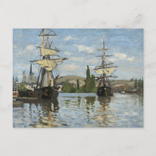Carte Postale Claude Monet Ships on the Seine River Travel Art