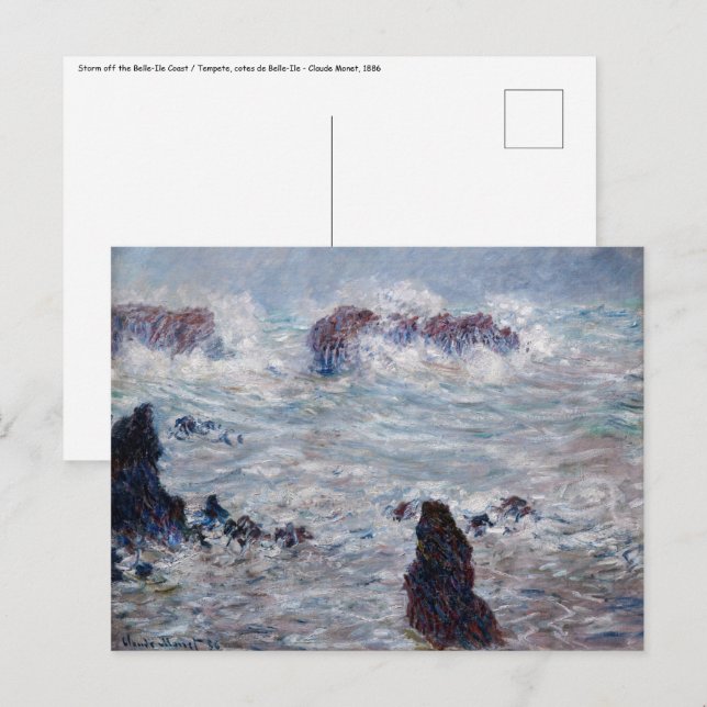 Carte Postale Claude Monet - Tempête au large de la côte de Bell (Devant / Derrière)