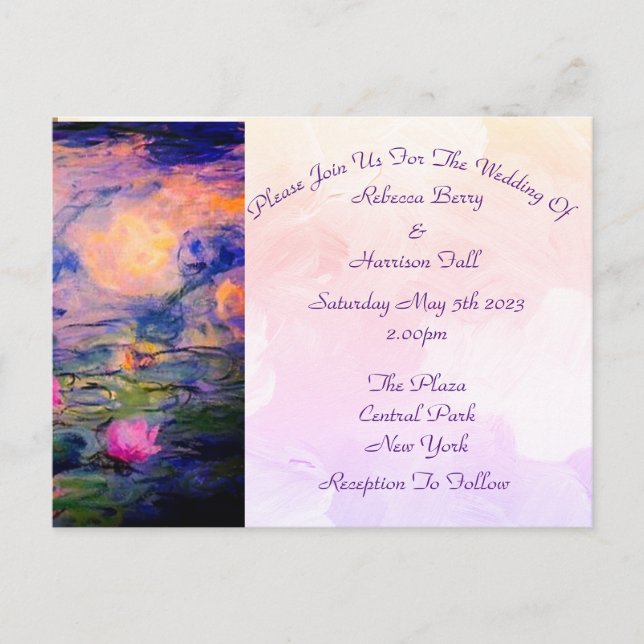 Carte Postale Claude Monet Vintage Lys Mariage Invitat (Devant)