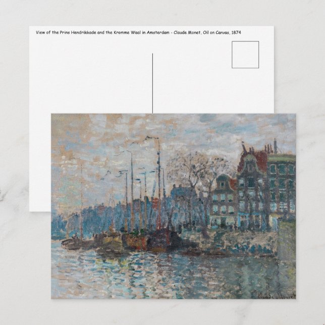 Carte Postale Claude Monet - Vue d'Amsterdam (Devant / Derrière)