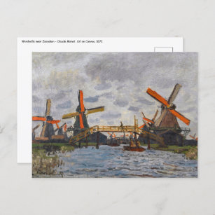Carte Postale Claude Monet - Windmills près de Zaandam