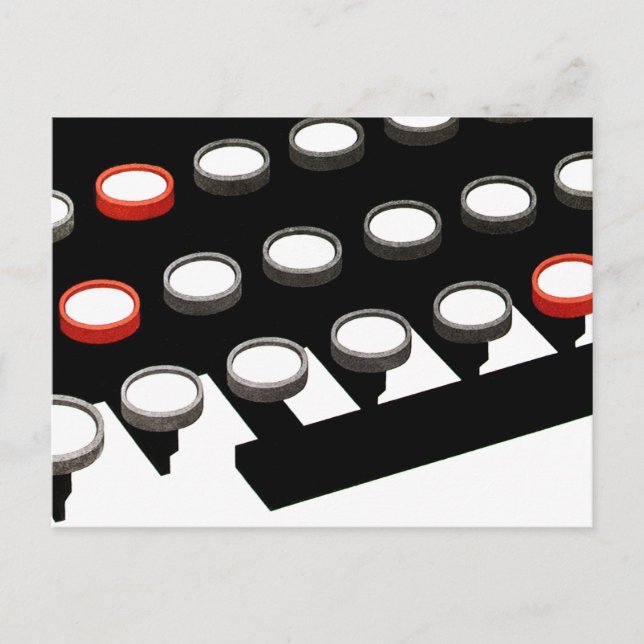 Carte Postale Clavier de machine à écrire ancienne de style rétr (Devant)