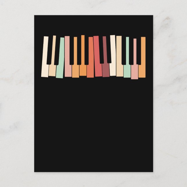 Carte Postale Clavier de piano coloré Touches Rétro Pianiste (Devant)