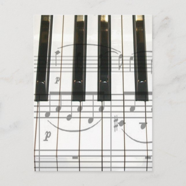 Carte Postale Clavier de piano et notes musicales (Devant)