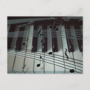 Carte Postale Clavier de piano ou d'orgue avec notes de musique