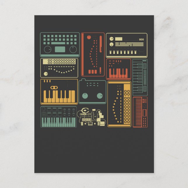 Carte Postale Clavier du producteur de musique synthétiseur modu (Devant)