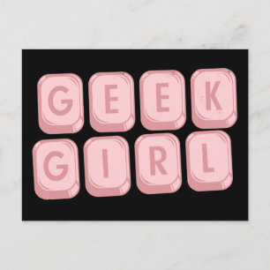 Carte Postale Clavier rose geek