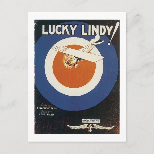 Carte Postale Clavier Vintage Lucky Lindy (Devant)