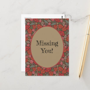 Carte Postale Clé ancienne Steampunk victorienne avec coquelicot