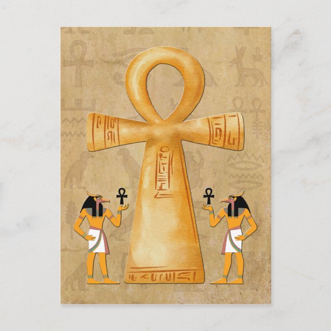 Carte Postale Clé Ankh de la vie sur hiéroglyphe (Devant)
