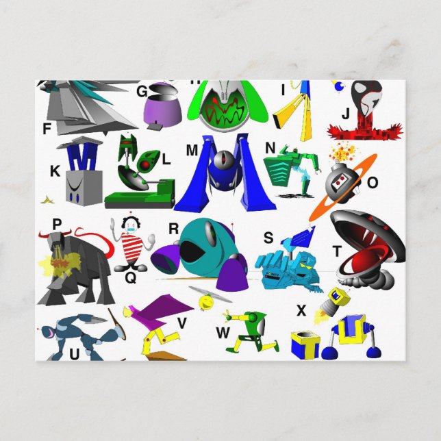 Carte Postale Clé de code - Robots (Devant)