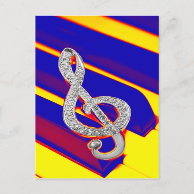 Carte Postale Clé de piano colorée (Devant)