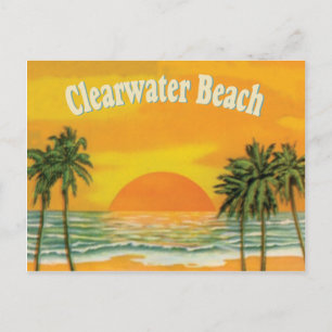 Carte Postale Clearwater Beach, Floride coucher de soleil vintag