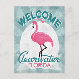 Carte Postale Clearwater Floride Flamant Rose Rétro