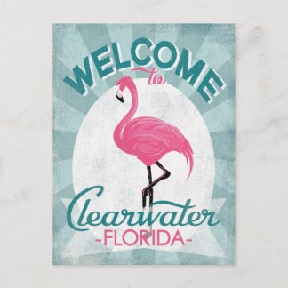 Carte Postale Clearwater Floride Flamant Rose Rétro