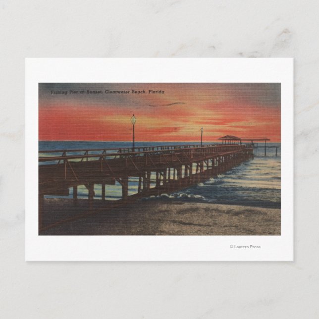 Carte Postale Clearwater, Floride - Sunset View of Fishing Pie (Devant)