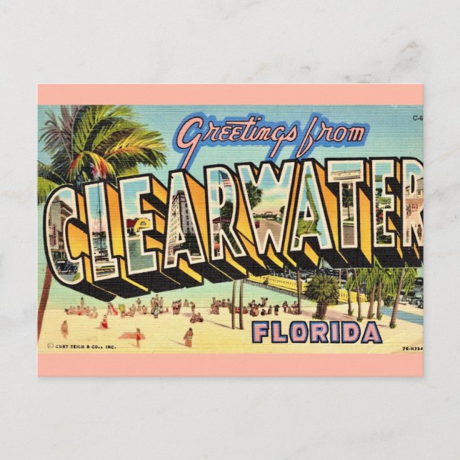 Carte Postale Clearwater Floride vintage (Devant)