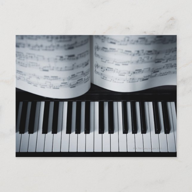 Carte Postale Clés de piano et cahier de musique (Devant)