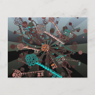 Carte Postale Clés de steampunk psychadellique, rayons, rétros f