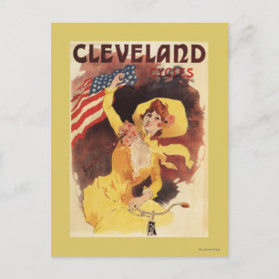 Carte Postale Cleveland Bicycles American Girl en Jaune
