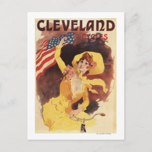 Carte Postale Cleveland Bicycles American Girl in Yellow