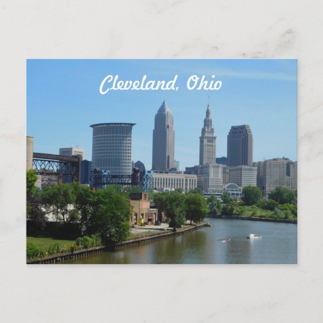 Carte postale Cleveland, Ohio River Skyline (Devant)