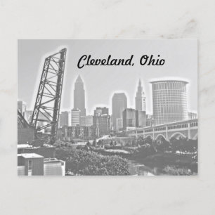 Carte postale Cleveland, Ohio Riverview BW