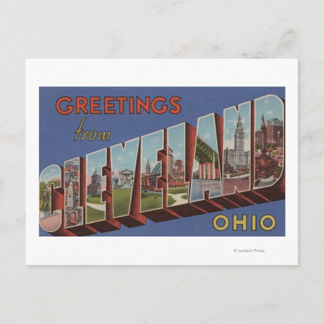 Carte Postale Cleveland, Ohio - Scènes de grandes lettres 3 (Devant)