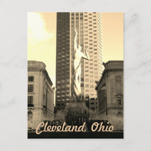 Carte postale Cleveland Ohio Sepia Statue