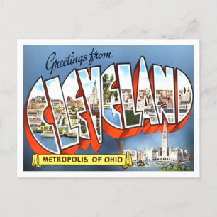 Carte postale Cleveland, Ohio Vintage Big Letters