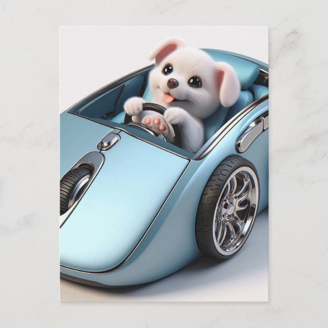 Carte Postale Click and Vroom : Puppy Driver Edition (Devant)