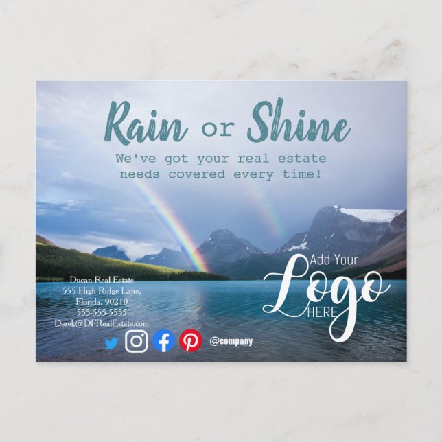 Carte Postale Clientèle pluie référencement immobilier marketing (Devant)