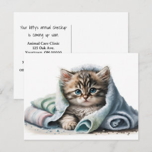 Carte Postale Clinique vétérinaire de chaton à l'aquarelle