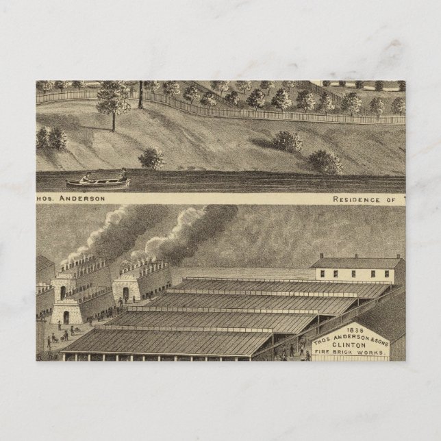 Carte Postale Clinton Fire Brick Works Atterrissage d'Anderson (Devant)