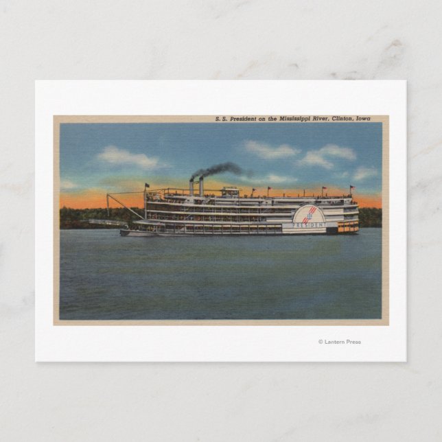 Carte Postale Clinton, IA - Vue de S.S.President (Devant)