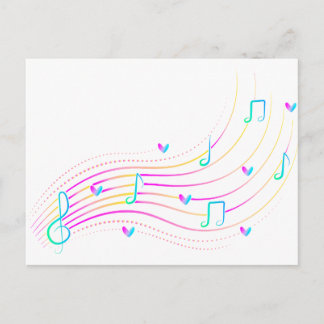 Carte Postale Clip art de note de musique néon en vague